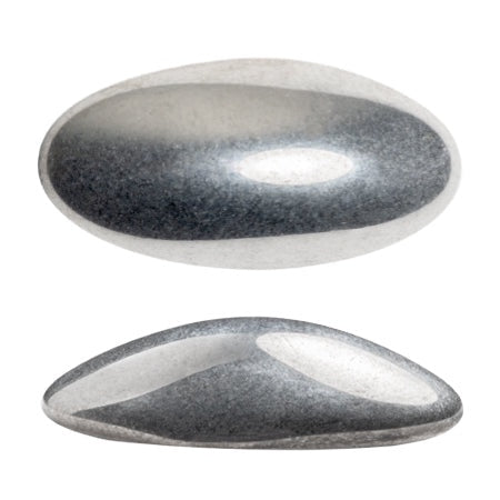 Athos Par Puca Oval Czech Glass Cabochon, Silver, 2 pieces