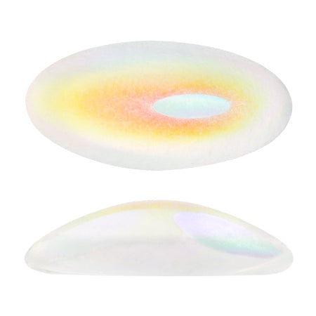 Athos Par Puca Oval Czech Glass Cabochon, Crystal AB, 2 pieces