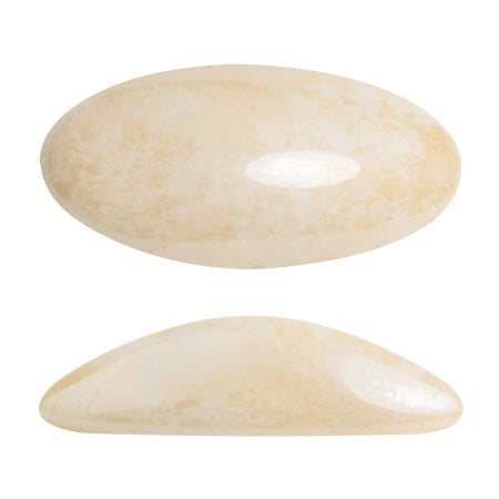 Athos Par Puca Oval Czech Glass Cabochon, Opaque Beige Ceramic Look, 2 pieces