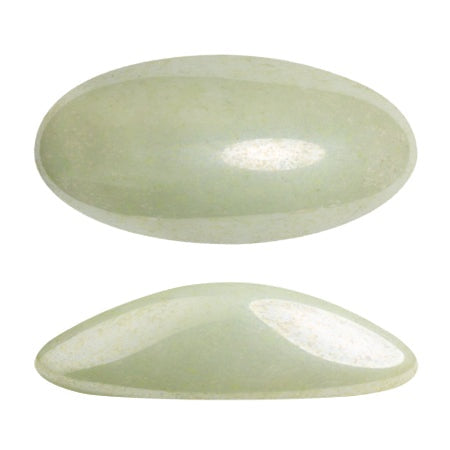 Athos Par Puca Oval Czech Glass Cabochon, Opaque Light Green Ceramic Look, 2 pieces