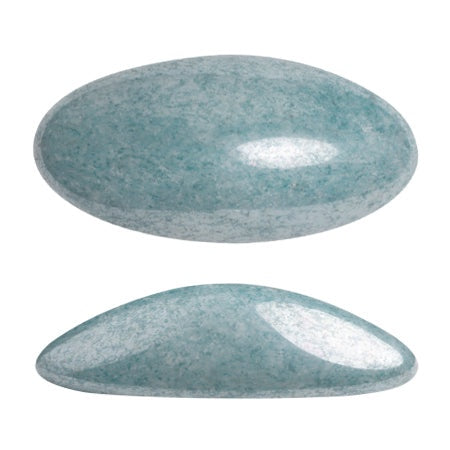 Athos Par Puca Oval Czech Glass Cabochon, Opaque Blue Ceramic Look, 2 pieces
