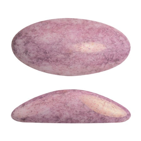 Athos Par Puca Oval Czech Glass Cabochon, Opaque Light Rose Ceramic Look, 2 pieces