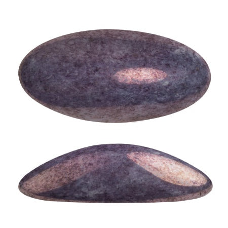 Athos Par Puca Oval Czech Glass Cabochon, Opaque Mix Amethyst/Gold Ceramic Look, 2 pieces
