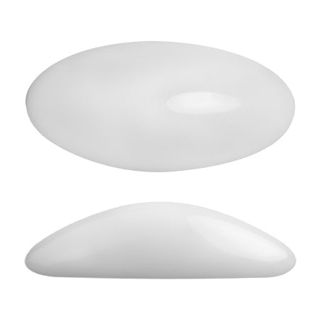 Athos Par Puca Oval Czech Glass Cabochon, Opaque White, 2 pieces