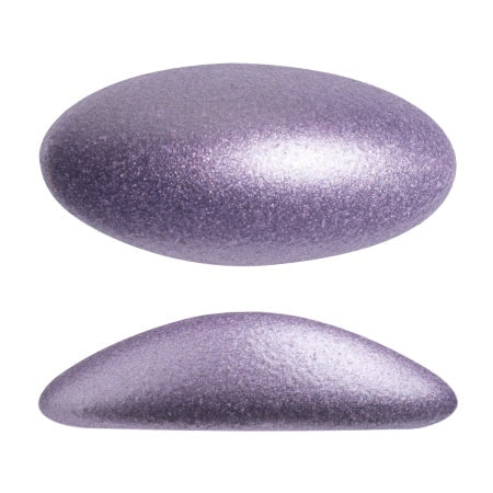 Athos Par Puca Oval Czech Glass Cabochon, Metallic Matte Purple, 2 pieces