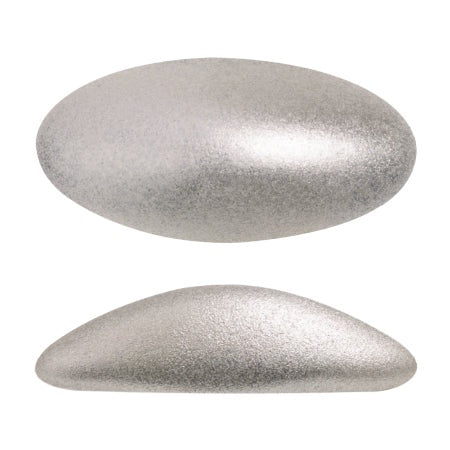 Athos Par Puca Oval Czech Glass Cabochon, Metallic Matte Beige, 2 pieces