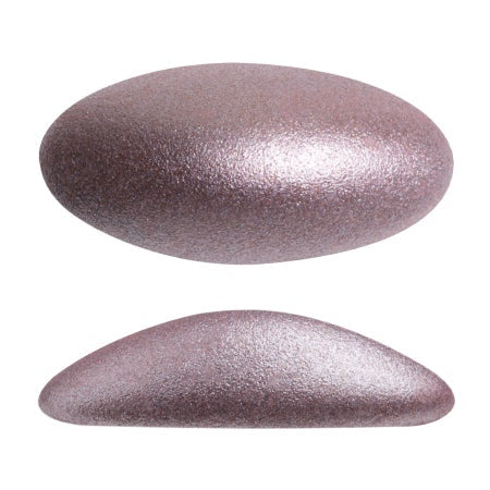 Athos Par Puca Oval Czech Glass Cabochon, Metallic Matte Dark Plum, 2 pieces