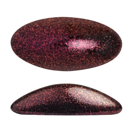 Athos Par Puca Oval Czech Glass Cabochon, Metallic Matte Dark Violet, 2 pieces