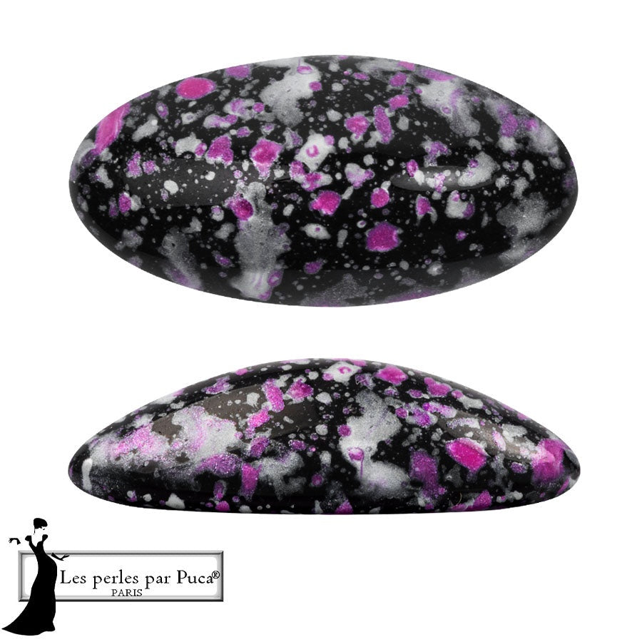 Athos Par Puca Oval Czech Glass Cabochon, Enamel Pink, 2 pieces