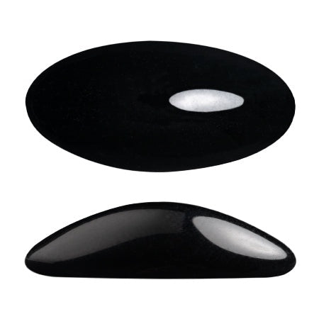 Athos Par Puca Oval Czech Glass Cabochon, Jet, 2 pieces