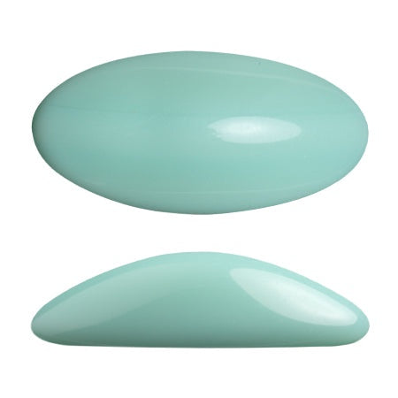 Athos Par Puca Oval Czech Glass Cabochon, Opaque Light Green Turquoise, 2 pieces