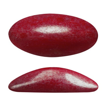 Athos Par Puca Oval Czech Glass Cabochon, Opaque Coral Red Luster, 2 pieces