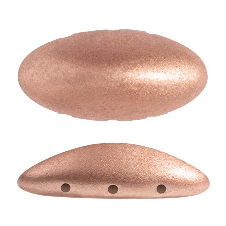 Athos Par Puca 3-Hole Oval Czech Glass Cabochon, Copper Gold Matte, 2 pieces