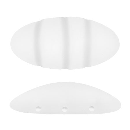 Athos Par Puca 3-Hole Oval Czech Glass Cabochon, Crystal Matte, 2 pieces