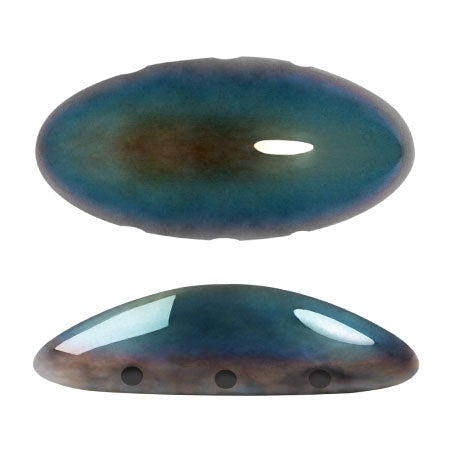 Athos Par Puca 3-Hole Oval Czech Glass Cabochon, Full Celsian, 2 pieces