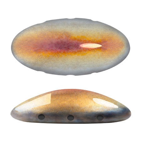Athos Par Puca 3-Hole Oval Czech Glass Cabochon, Full Marea, 2 pieces