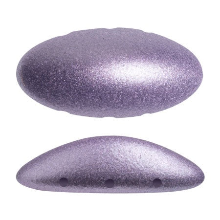 Athos Par Puca 3-Hole Oval Czech Glass Cabochon, Metallic Matte Purple, 2 pieces