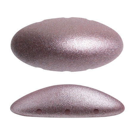 Athos Par Puca 3-Hole Oval Czech Glass Cabochon, Metallic Matte Dark Plum, 2 pieces