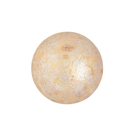 Cabochon Par Puca 14mm, Opaque Ivory Spotted, 2 pieces, Czech Glass