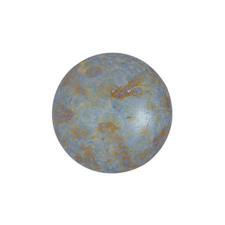 Cabochon Par Puca 14mm, Opaque Blue/Green Spotted, 2 pieces, Czech Glass