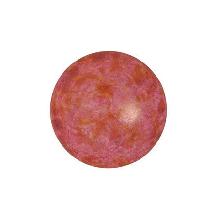 Cabochon Par Puca 14mm, Opaque Rose Spotted, 2 pieces, Czech Glass
