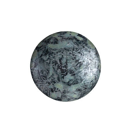 Cabochon Par Puca 14mm, Metallic Matte Old Silver Spotted, 2 pieces, Czech Glass
