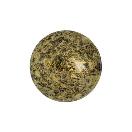 Cabochon Par Puca 14mm, Metallic Matte Old Gold Spotted, 2 pieces, Czech Glass