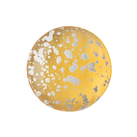 Cabochon Par Puca 18mm, Light Topaz Silver Splash, 1 piece, Czech Glass