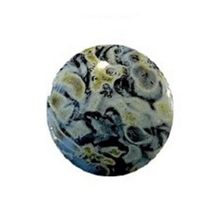 Cabochon Par Puca 18mm, Black Stony Blue, 1 piece, Czech Glass