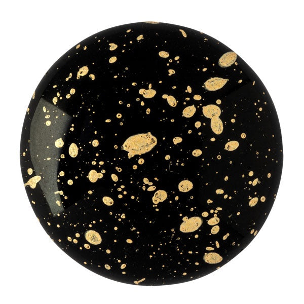 Cabochon Par Puca 18mm, Jet Splash, 1 piece, Czech Glass