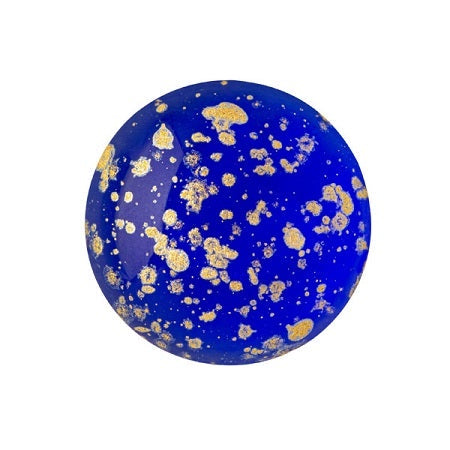 Cabochon Par Puca 18mm, Sapphire Gold Splash, 1 piece, Czech Glass