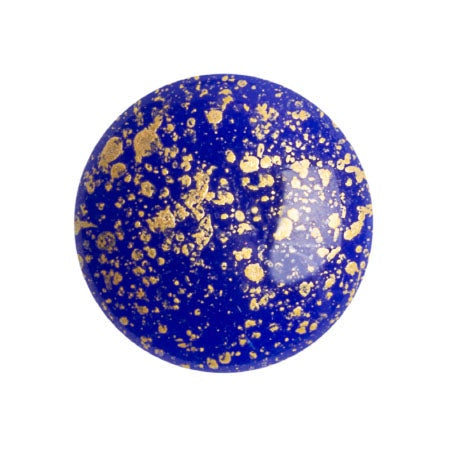Cabochon Par Puca 18mm, Frost Royal Blue Splash, 1 piece, Czech Glass