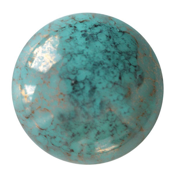 Cabochon Par Puca 18mm, Opaque Green Turquoise Bronze, 1 piece, Czech Glass