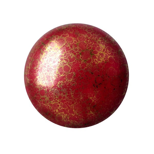 Cabochon Par Puca 18mm, Opaque Coral Red Bronze, 1 piece, Czech Glass