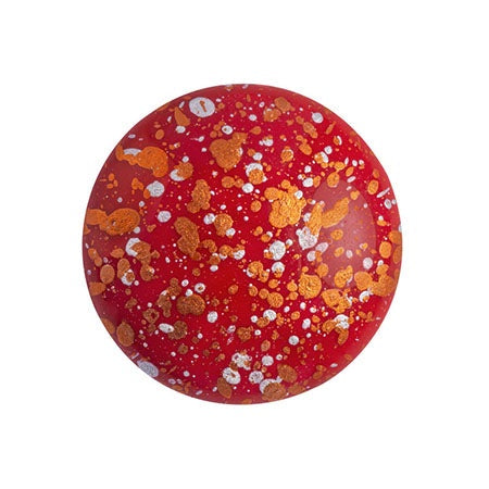 Cabochon Par Puca 18mm, Opaque Coral Red Tweedy, 1 piece, Czech Glass