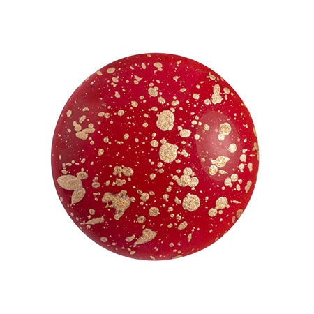 Cabochon Par Puca 18mm, Opaque Coral Red Splash, 1 piece, Czech Glass