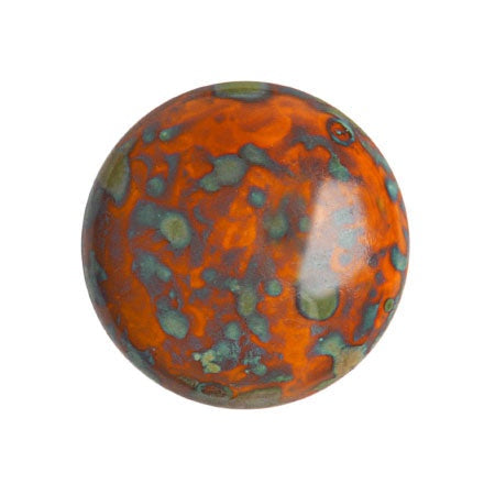 Cabochon Par Puca 18mm, Frost Tangerine Travertin, 1 piece, Czech Glass
