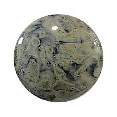 Cabochon Par Puca 25mm, Black Stony Beige, 1 piece, Czech Glass