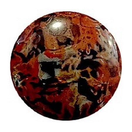 Cabochon Par Puca 25mm, Black Stony Red, 1 piece, Czech Glass