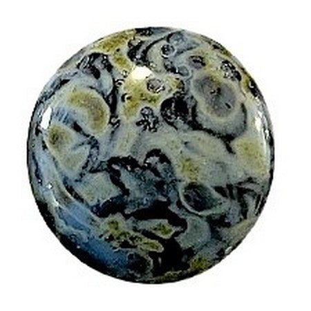 Cabochon Par Puca 25mm, Black Stony Blue, 1 piece, Czech Glass