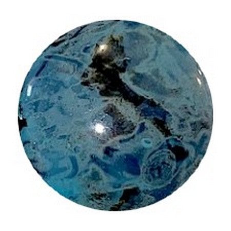 Cabochon Par Puca 25mm, Black Stony Blue Green, 1 piece, Czech Glass