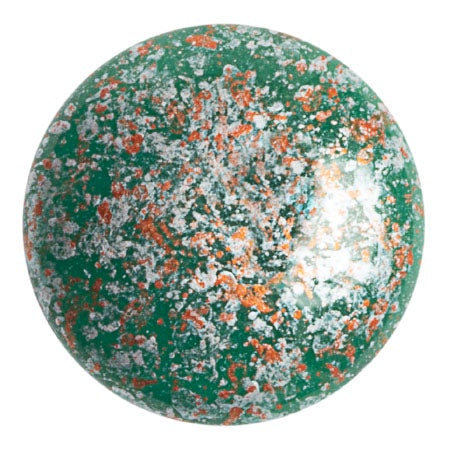 Cabochon Par Puca 25mm, Frost Jade Tweedy, 1 piece, Czech Glass