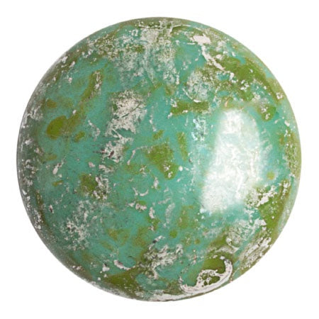 Cabochon Par Puca 25mm, Frost Jade New Picasso, 1 piece, Czech Glass