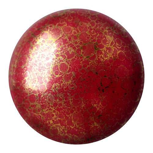 Cabochon Par Puca 25mm, Opaque Coral Red Bronze, 1 piece, Czech Glass