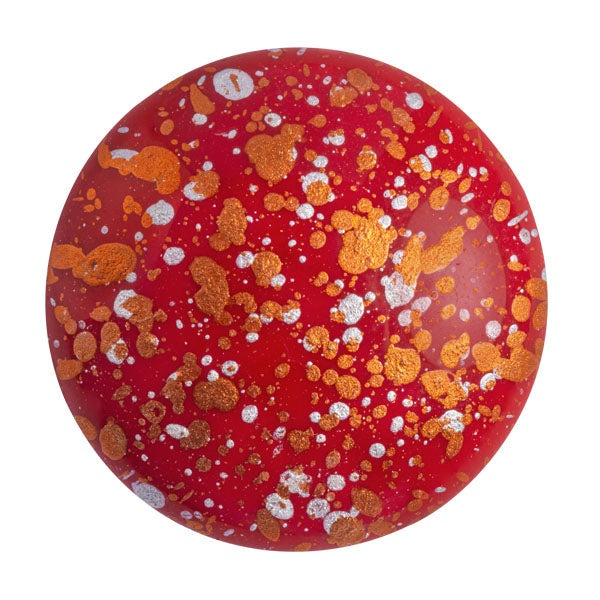 Cabochon Par Puca 25mm, Opaque Coral Red Tweedy, 1 piece, Czech Glass