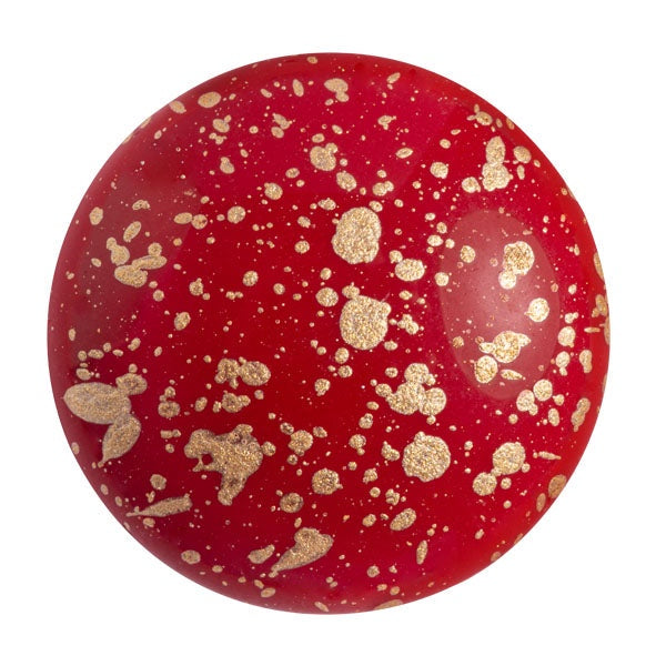Cabochon Par Puca 25mm, Opaque Coral Red Splash, 1 piece, Czech Glass