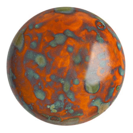 Cabochon Par Puca 25mm, Frost Tangerine Travertin, 1 piece, Czech Glass