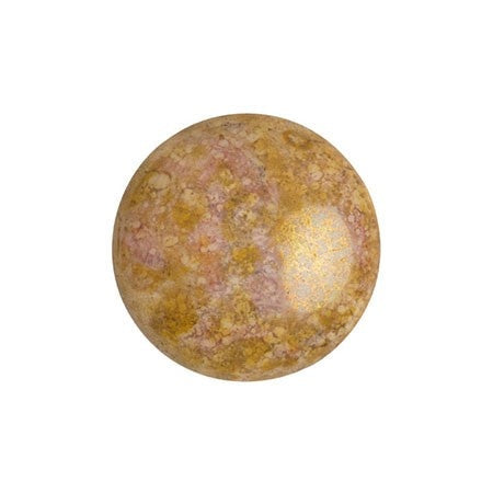 Cabochon Par Puca 8mm, Opaque Mix Rose/Gold Ceramic Look, 10 grams, Czech Glass
