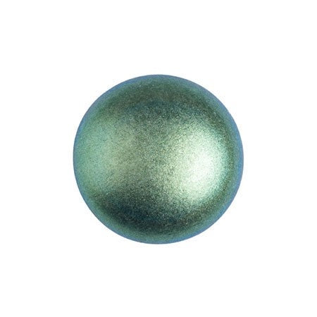 Cabochon Par Puca 8mm, Metallic Matte Green Turquoise, 10 grams, Czech Glass