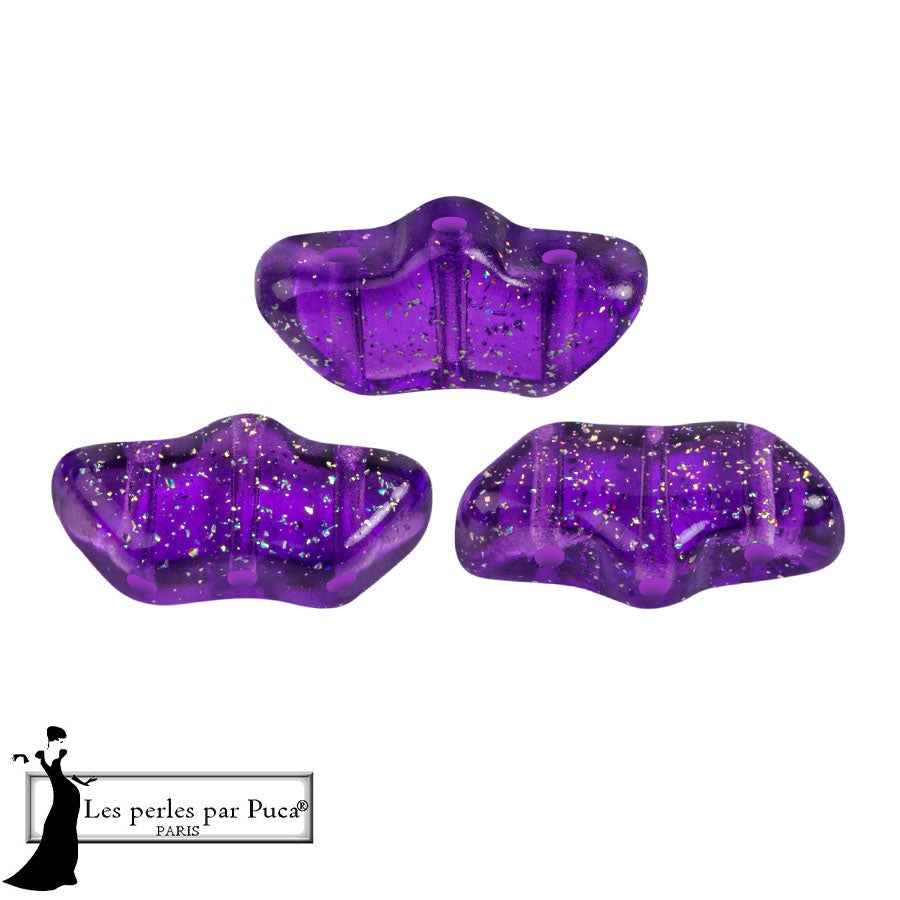 Delos Par Puca Czech Glass Bead, Transparent Constellation Violet, 10 grams